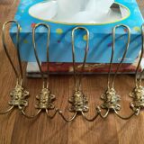 set of 5 antique gold metal hooks