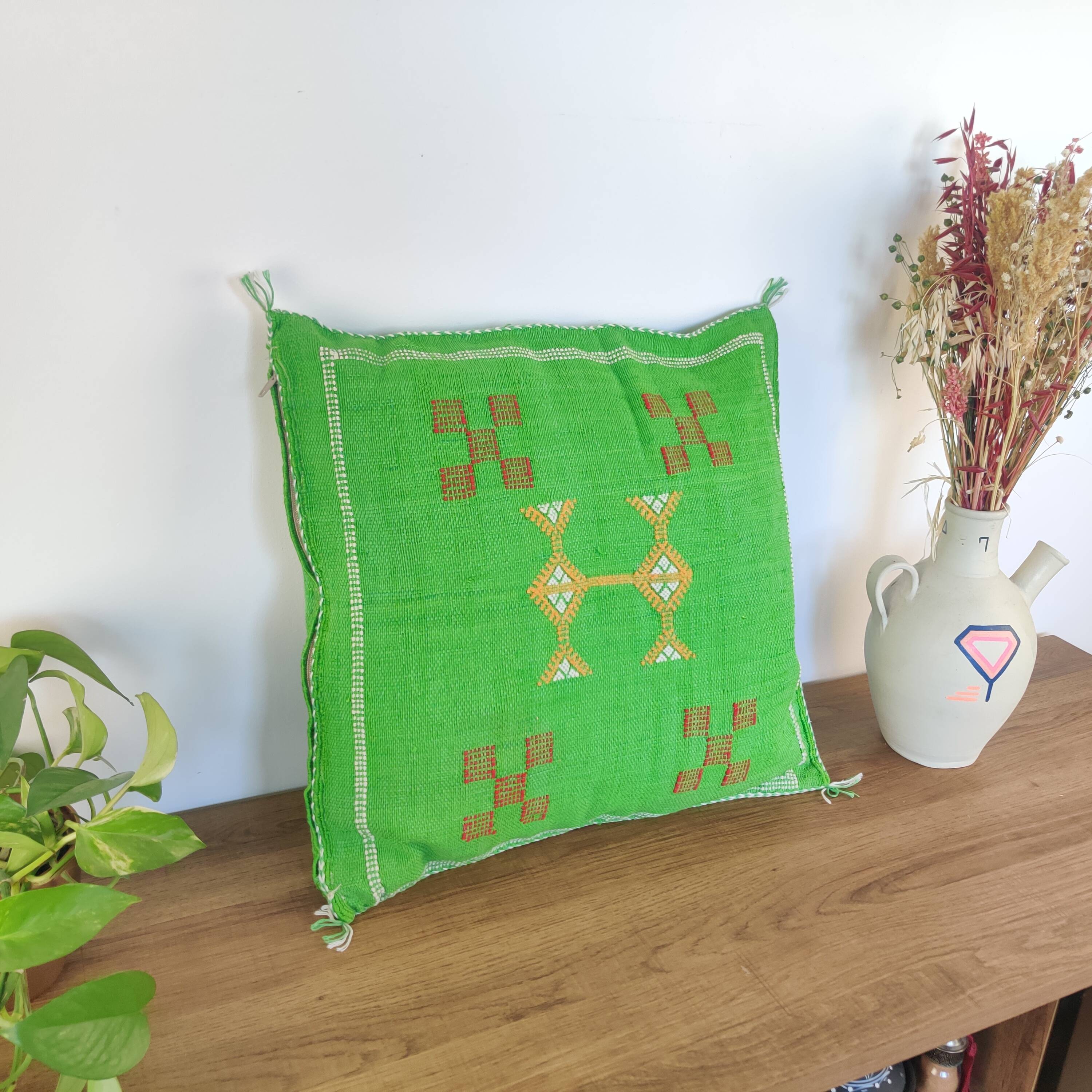 Coussin marocain vert Sabra