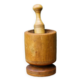Turned wooden mortar and pestle