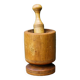 Turned wooden mortar and pestle