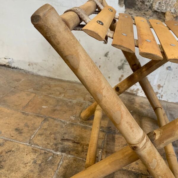 ancienne Paire de tabouret de pêcheur, bambou, XXe