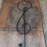 Ancien porte plante en forme clé de sol fer forge torsadé vintage