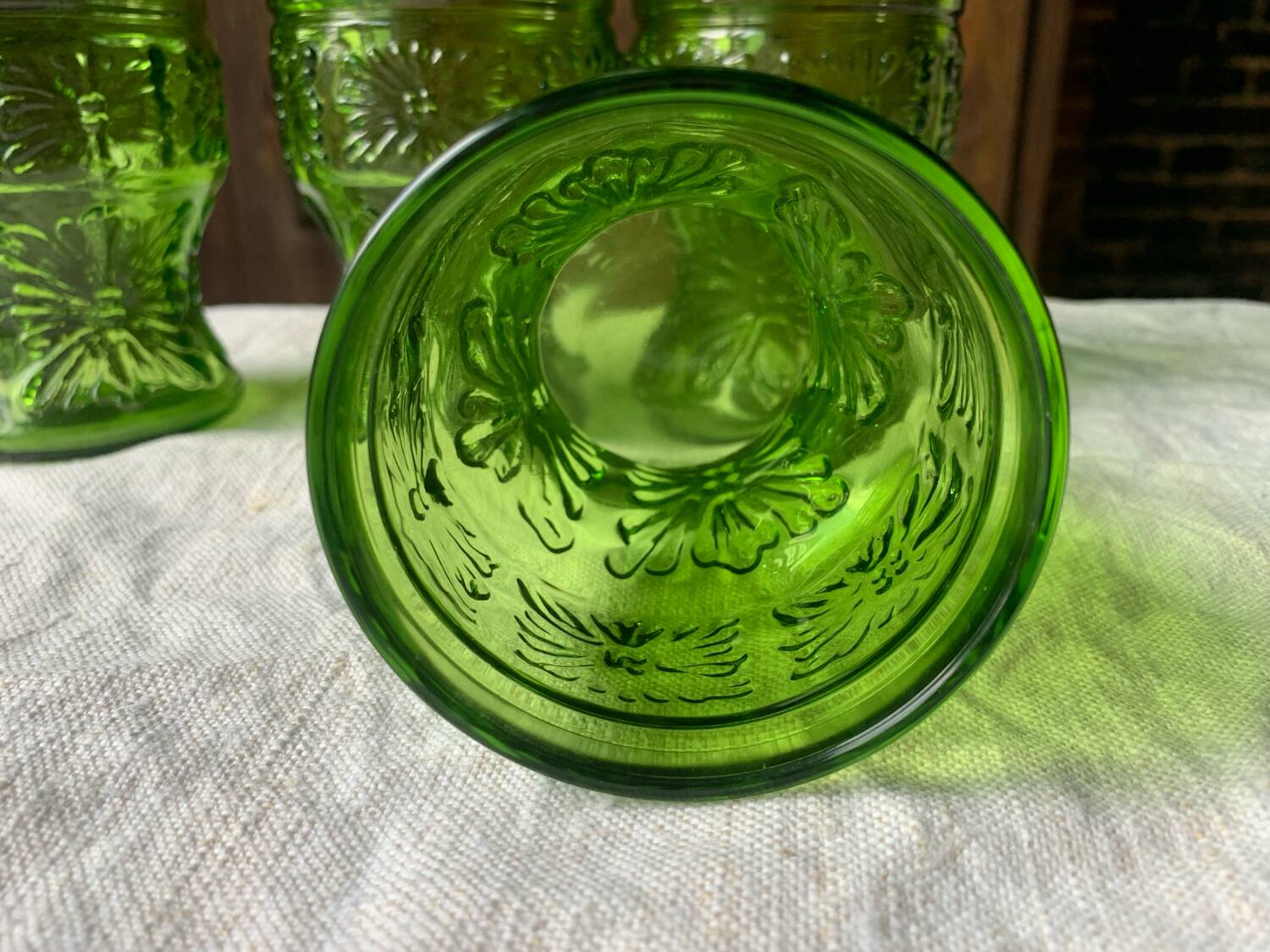 Green orangeade glasses, Italy, 1970s