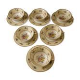 Set de 6 tasse porcelaine Limoges Raynaud à décors floral tasse thé