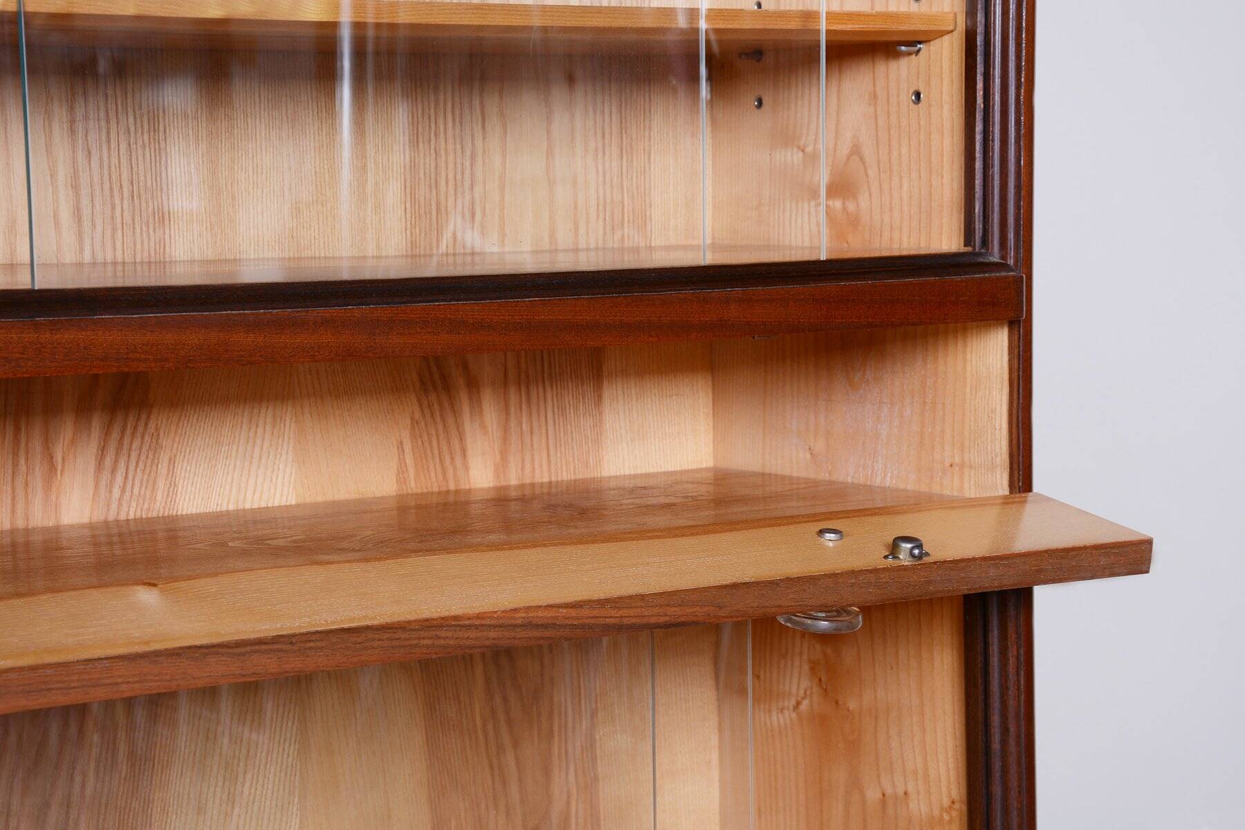 Art Deco Bookcase in Ash and Mahogany, Czech, 1940s