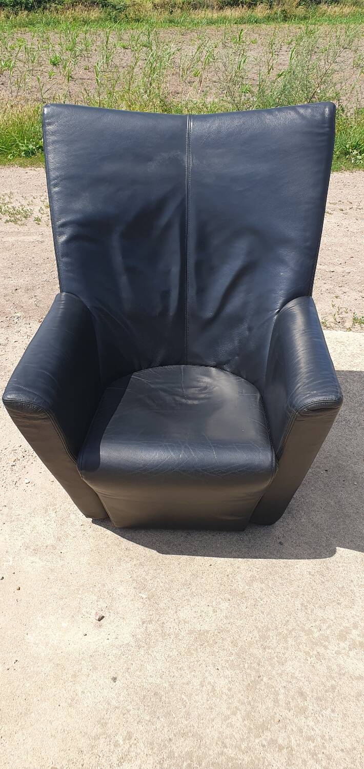 Vintage chair black leather Armilla Arflex Burkhard Voghterr