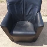 Vintage chair black leather Armilla Arflex Burkhard Voghterr
