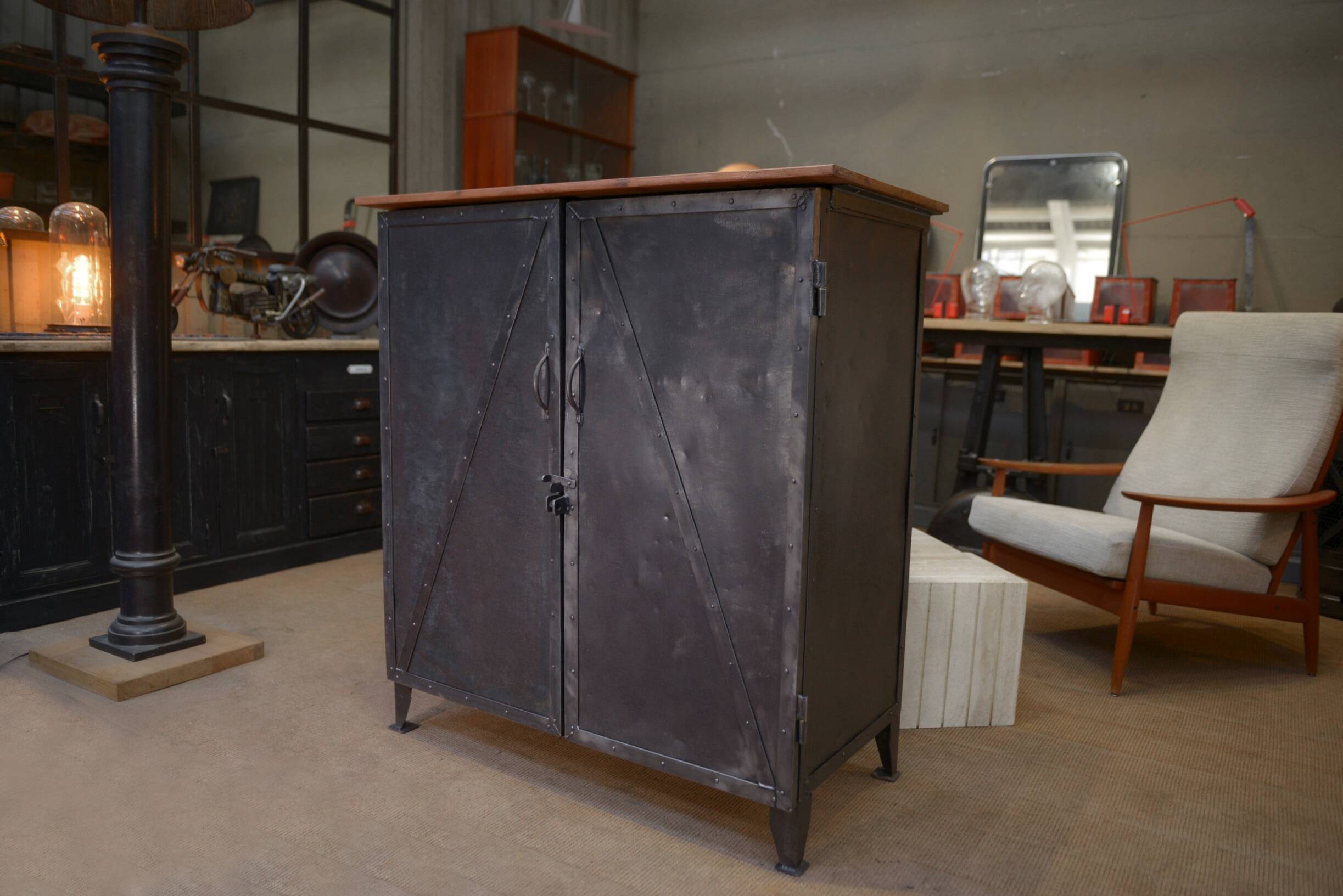 Riveted metal sideboard cabinet 1940