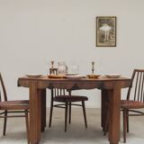 Solid wood octagonal dining table, Art Deco, France.