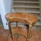 Kidney-shaped bedside table in Louis XV style with marquetry.