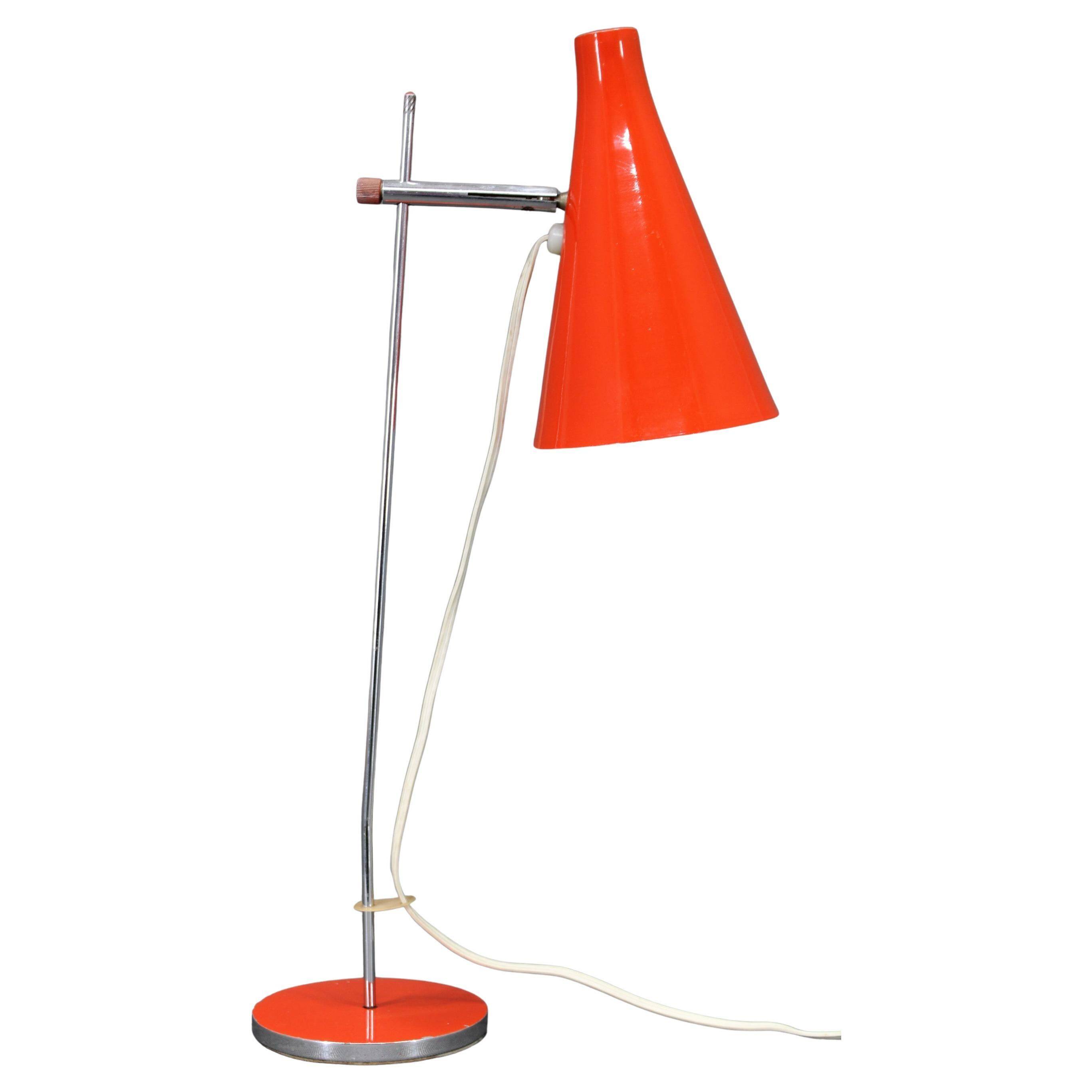 Lampe de table en chrome rouge Josef Hurka, Tchécoslovaquie années 1970