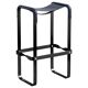 Contemporary classic bar stool in black smoked steel and navy blue leather.