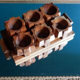 6 egg cups and their olive wood tray