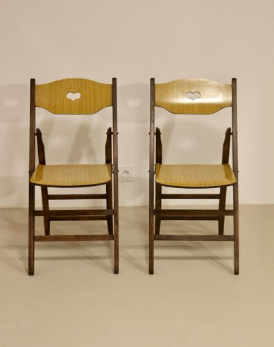 Paire de chaises pliantes vintage année 50 dossier sculpté