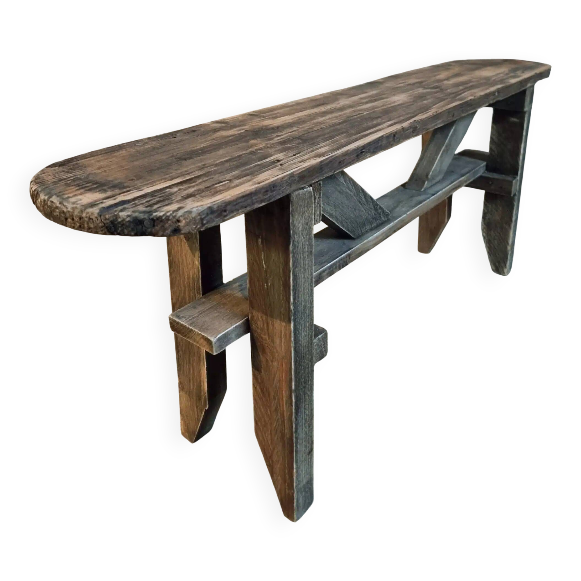 Vintage French Pine Bench – 1960s Seat or Side Table