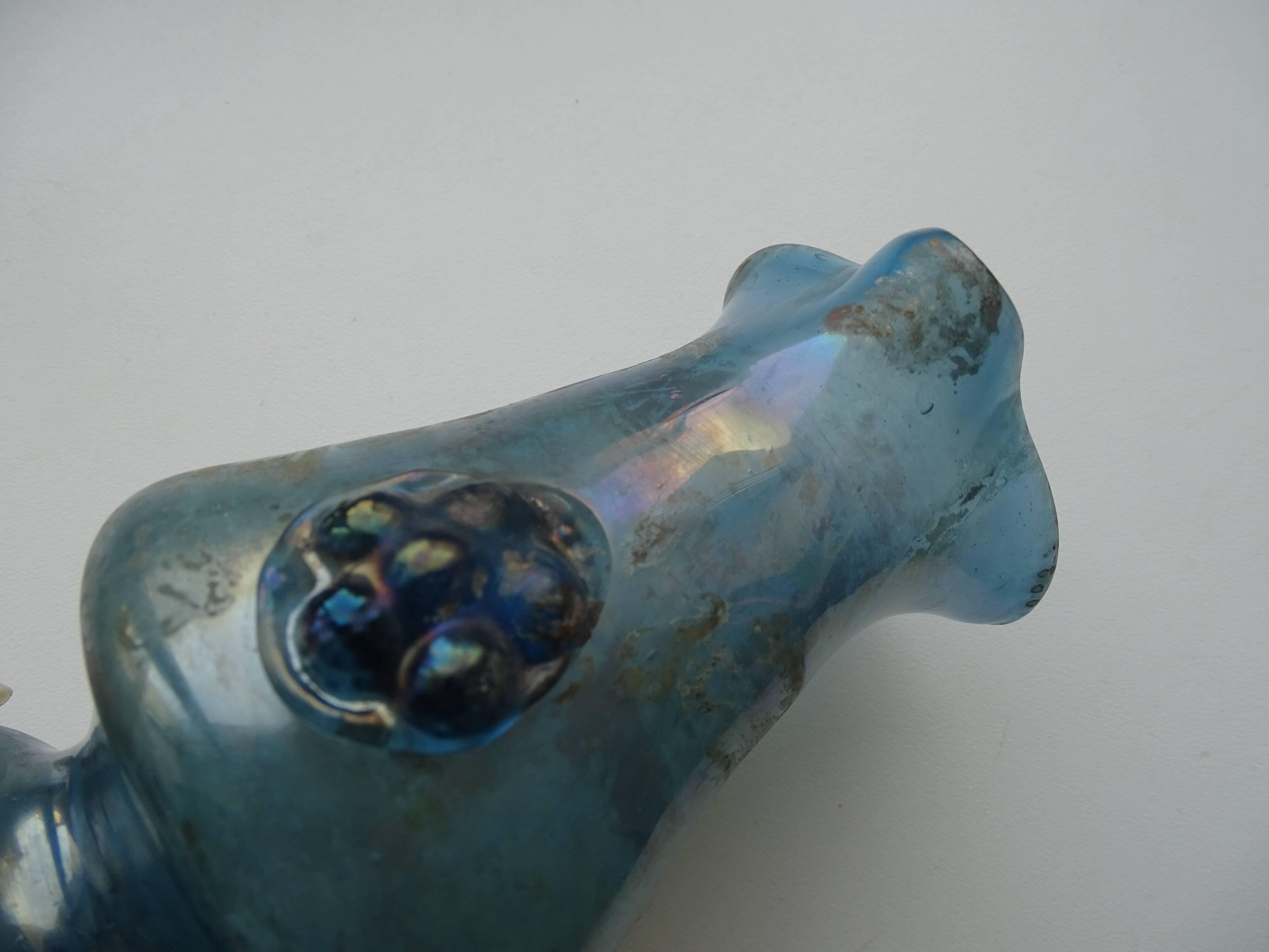 Vase with handle and spout Scavo Seguso Vetri d'Arte iridescent glass Murano 1950