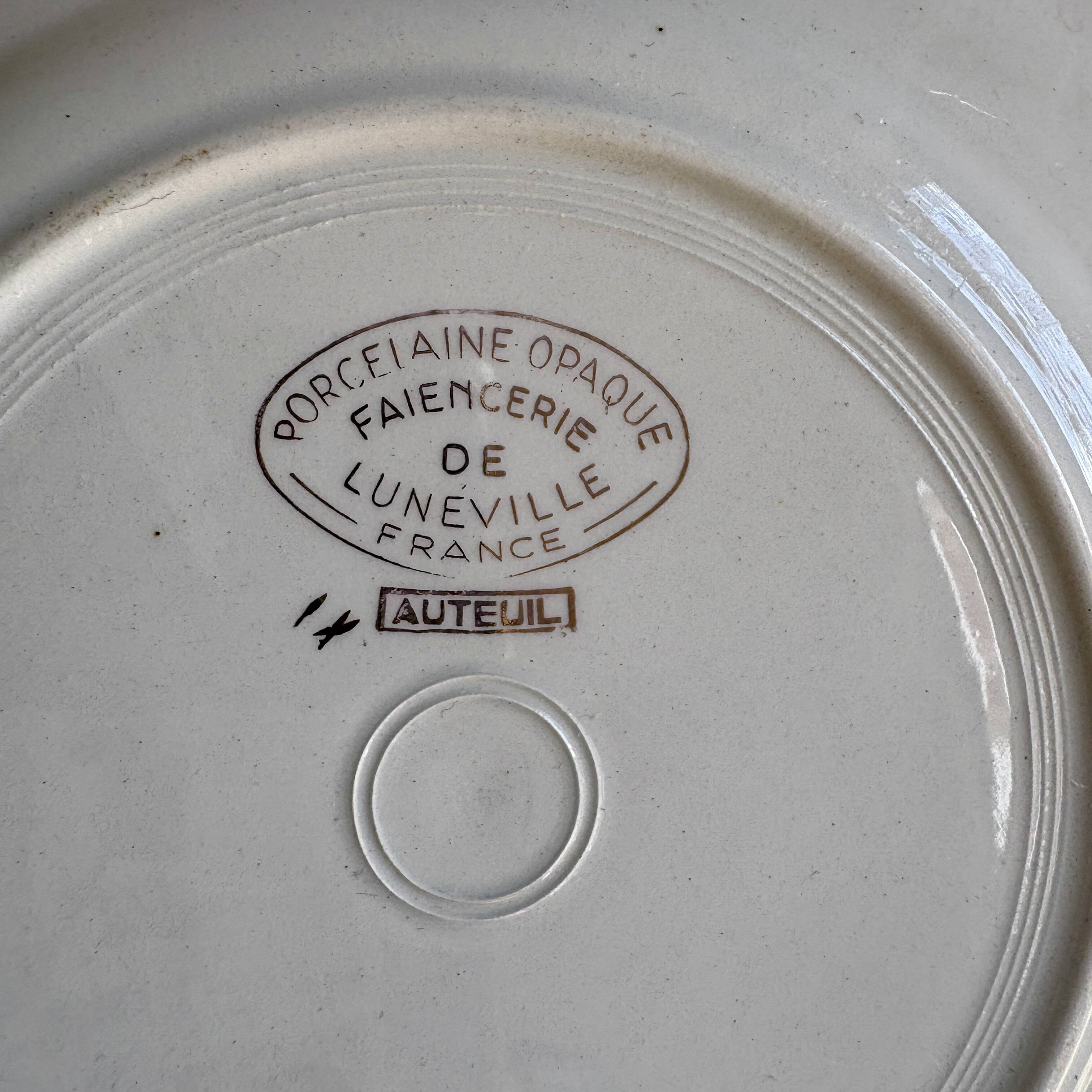 Set of 10 antique dessert plates - Auteuil from Lunéville