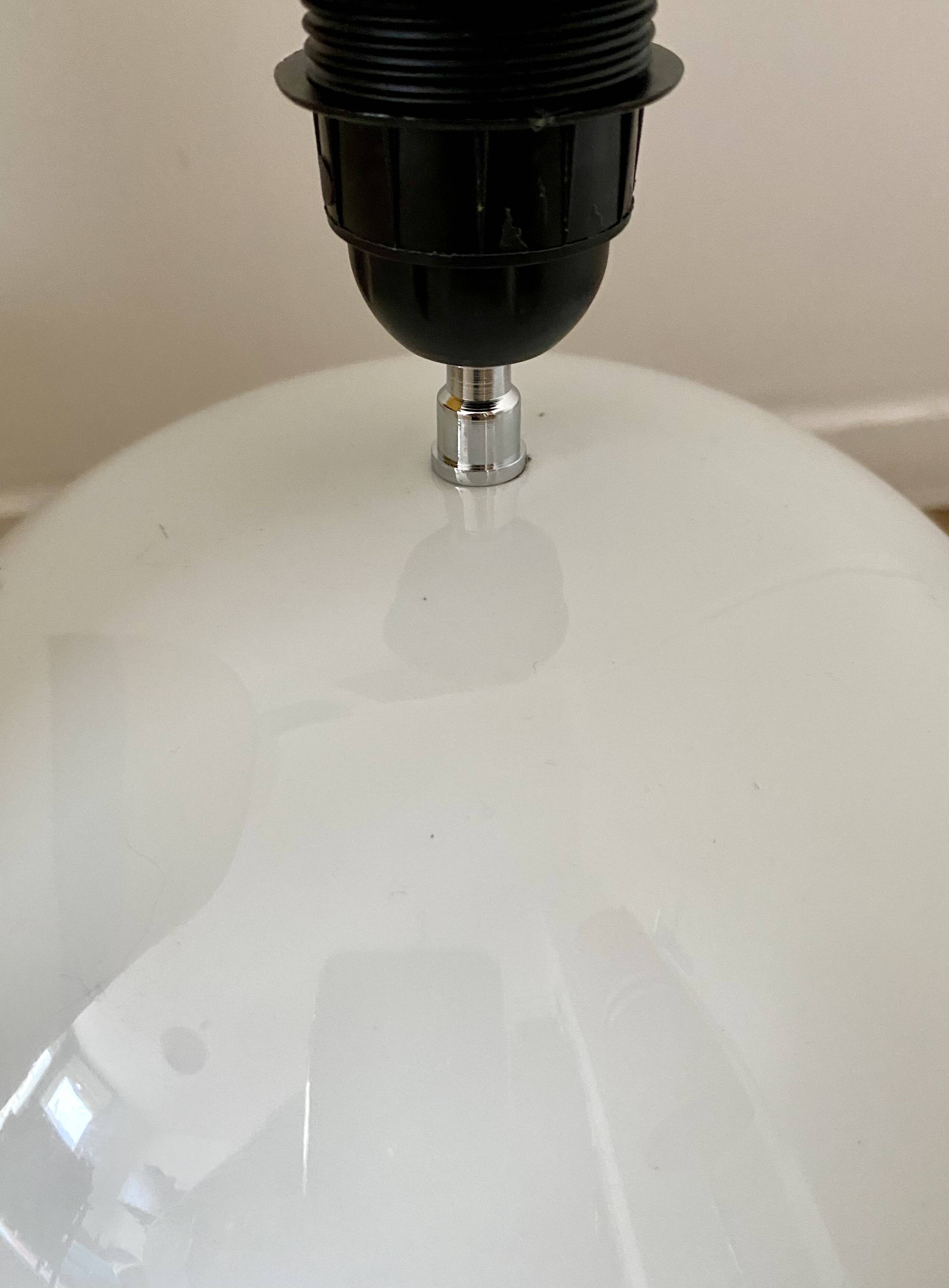 White porcelain lamp with a modern shade, 1970.