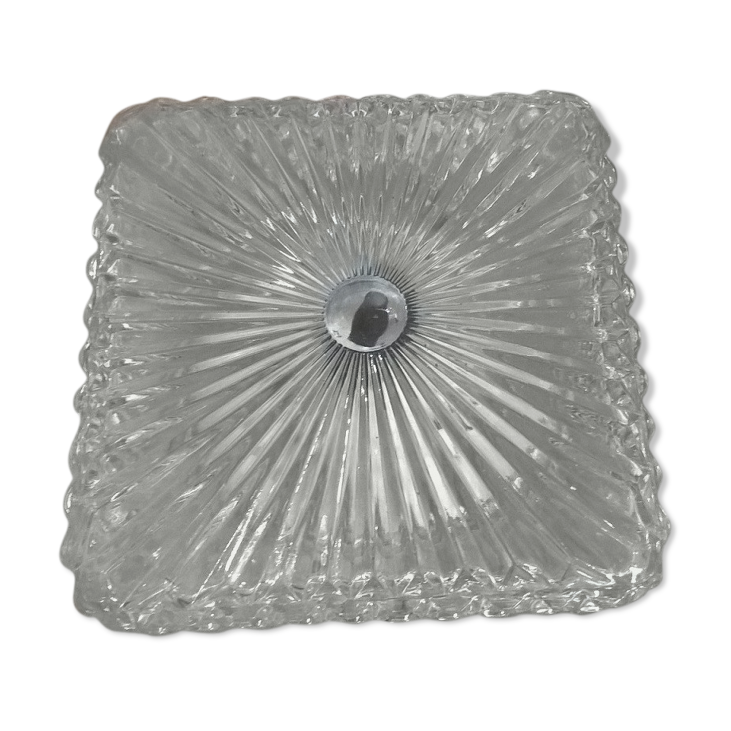 Plafonnier en verre moulé années 50 23,5 cm