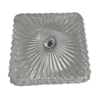 Plafonnier en verre moulé années 50 23,5 cm