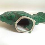 Green ceramic fish lejan art deco width 40 cm