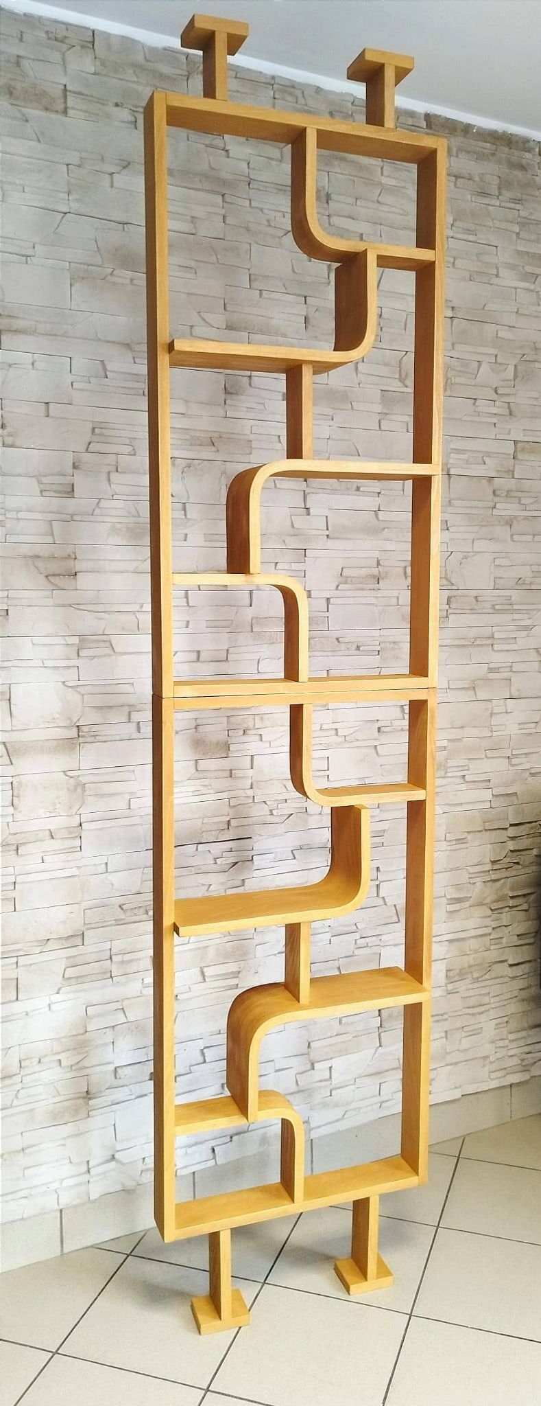 Bent plywood wall, bookcase, flowerbed, Volak by Holesov, 1960s Czechoslovakia