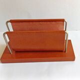 Old Mail holder / Office letter holder All leather Vintage 1960s