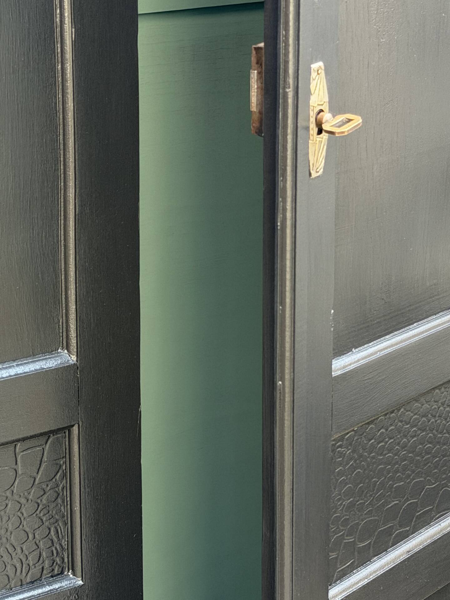 Renovated black Art Deco Parisian wardrobe