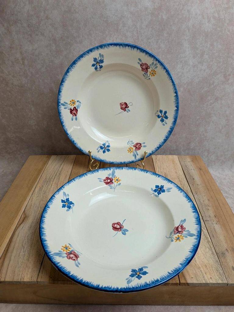 Set of 2 vintage deep plates Digoin Sarreguemines Marie-lou Terre de Fer
