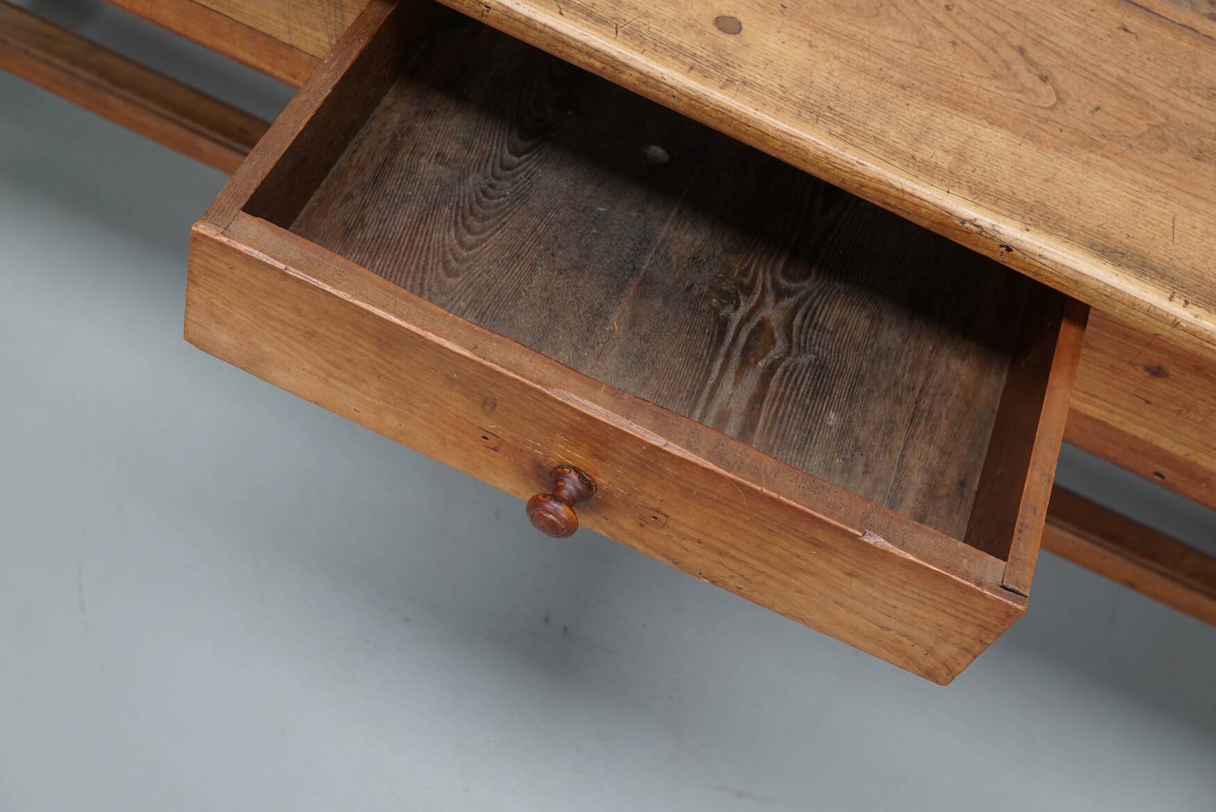 Antique elm 19th century french rustic farmhouse dining table