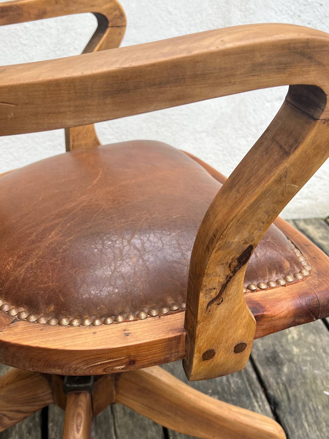 Fauteuil de bureau américain pivotant circa 1900 vintage