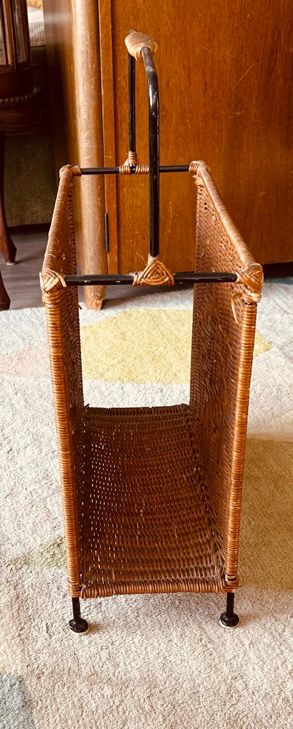 Very rare debut 20th century rattan caning and wrought iron legs.
