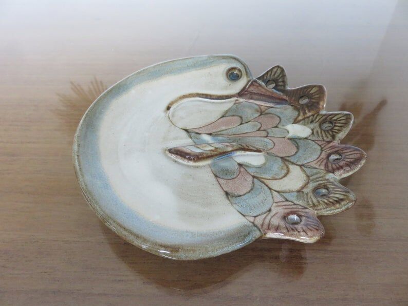 Empty ceramic pocket signed " bird " 60s 70s