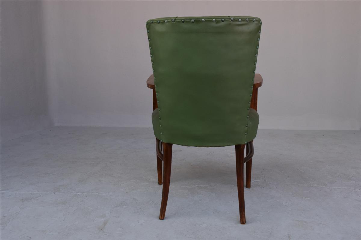 Pair of 1940 in green leatherette and beech chairs