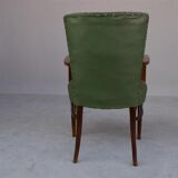 Paire de fauteuils 1940 en skaï vert et hêtre