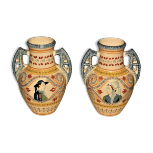 Paire de vases signée - henriot quimper