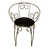 1960s brass and vinyl scroll chair