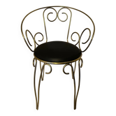 1960s brass and vinyl scroll chair