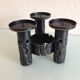 Brutalist candle holder tripod in black metal / vintage 60s-70s