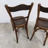 Pair of 1920s Baumann Bistro chairs, seat with design