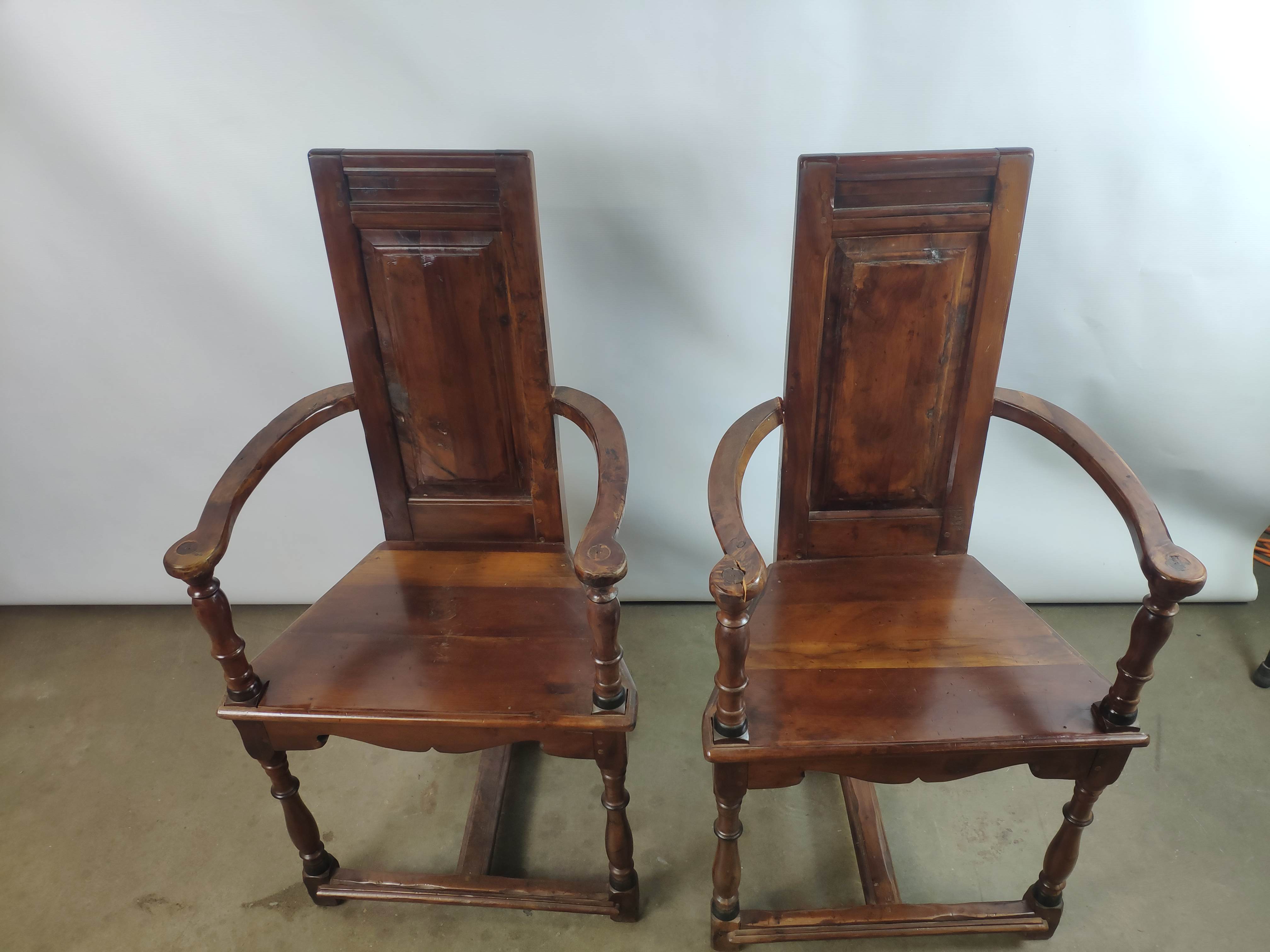 Renaissance moulded walnut chairs