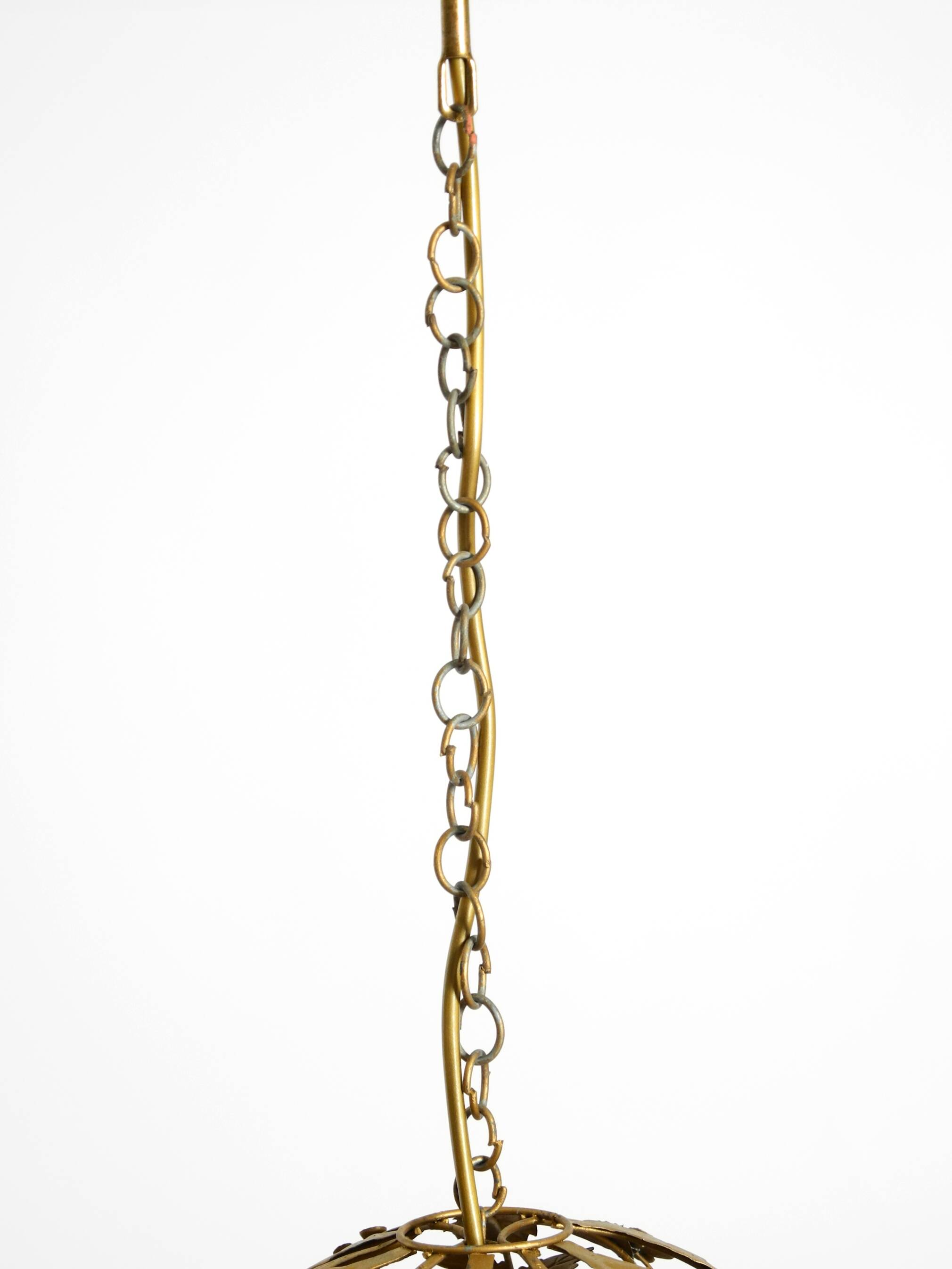 Beautiful floral-style spherical metal ceiling lamp, 1970s Regency design