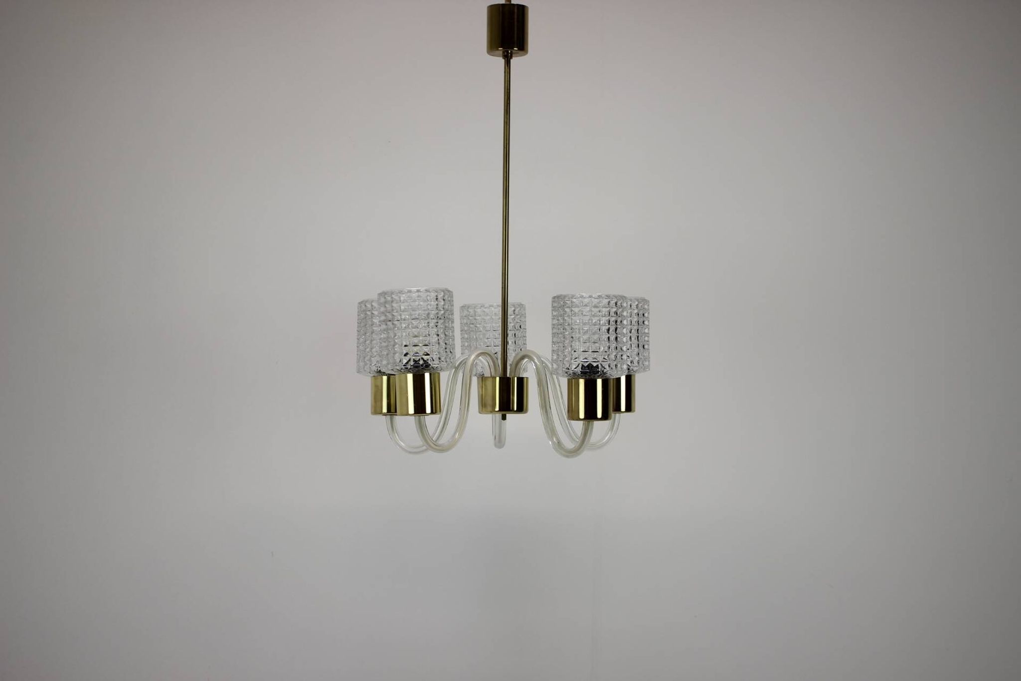 Art Deco All Glass Chandelier by Kamenicky Senov, 1960's, Czechoslovakia