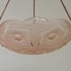 French Art Deco Stamped 1053 Pink Glass Plafonnier Hanging Light Pink Ropes