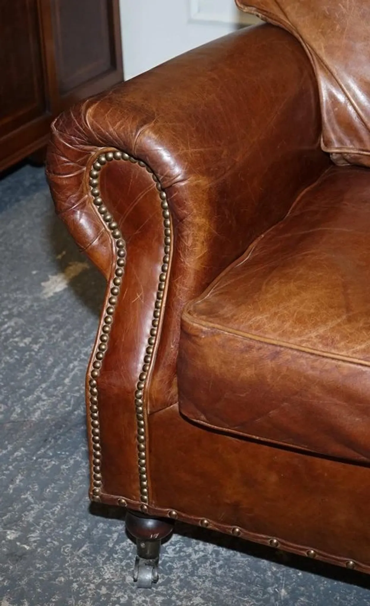 Brown Leather Two-Seater Sofa Balural in the Style of Halo and Timothy Oulton