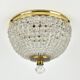 Vintage French brass and crystal flush mount antique