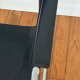 Vintage MG5 armchair in black leather and chrome metal by Matteo Grassi