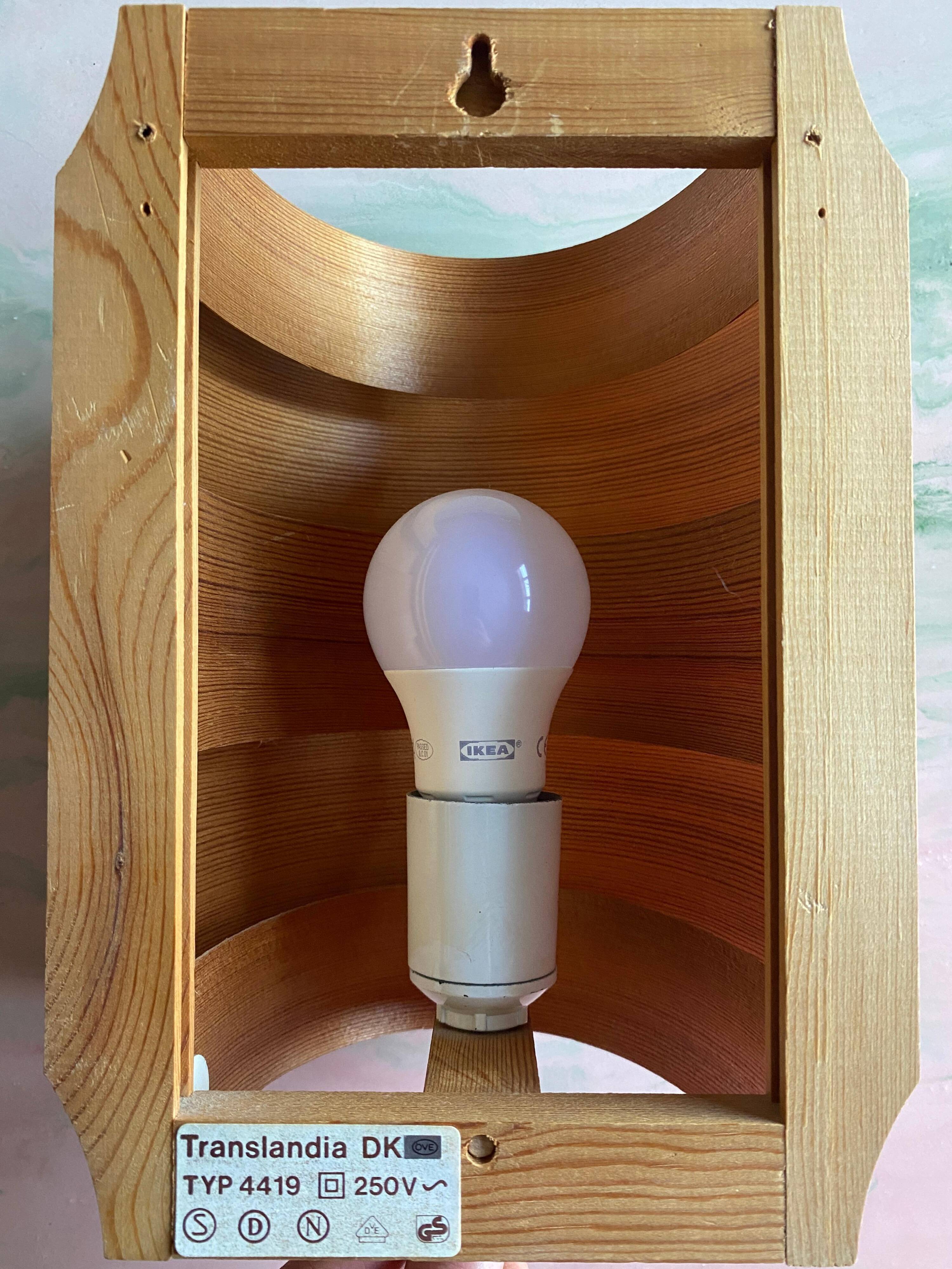 Mid-Century Modern Pine Veneer Wall Lamp by Translandia, Denmark 1960s