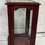 Showcase low glass beveled exotic wood