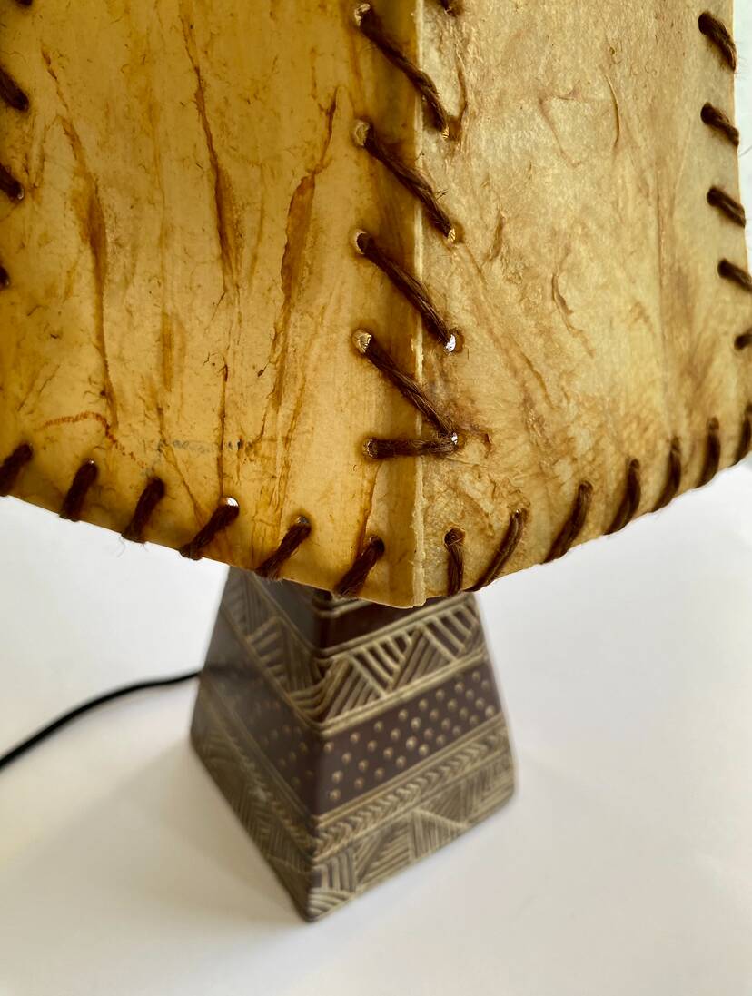 Lampe terre scarifiée, câble 2 M tissu, abat-jour